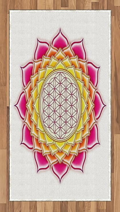 Lotus zona alfombra por ambesonne, flor de la vida geometría sagrada