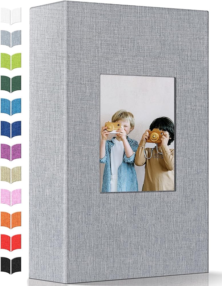Artfeel Photo Album 4x6 with 300 Pockets,Slip-in Picture Albums,Linen Cover Memory Book with Front Window,White Page Vertical