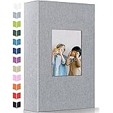 Artfeel Photo Album 4x6 with 300 Pockets,Slip-in Picture Albums,Linen Cover Memory Book with Front Window,White Page Vertical Photo Book for Wedding,Family,Anniversare,Baby,Vacation