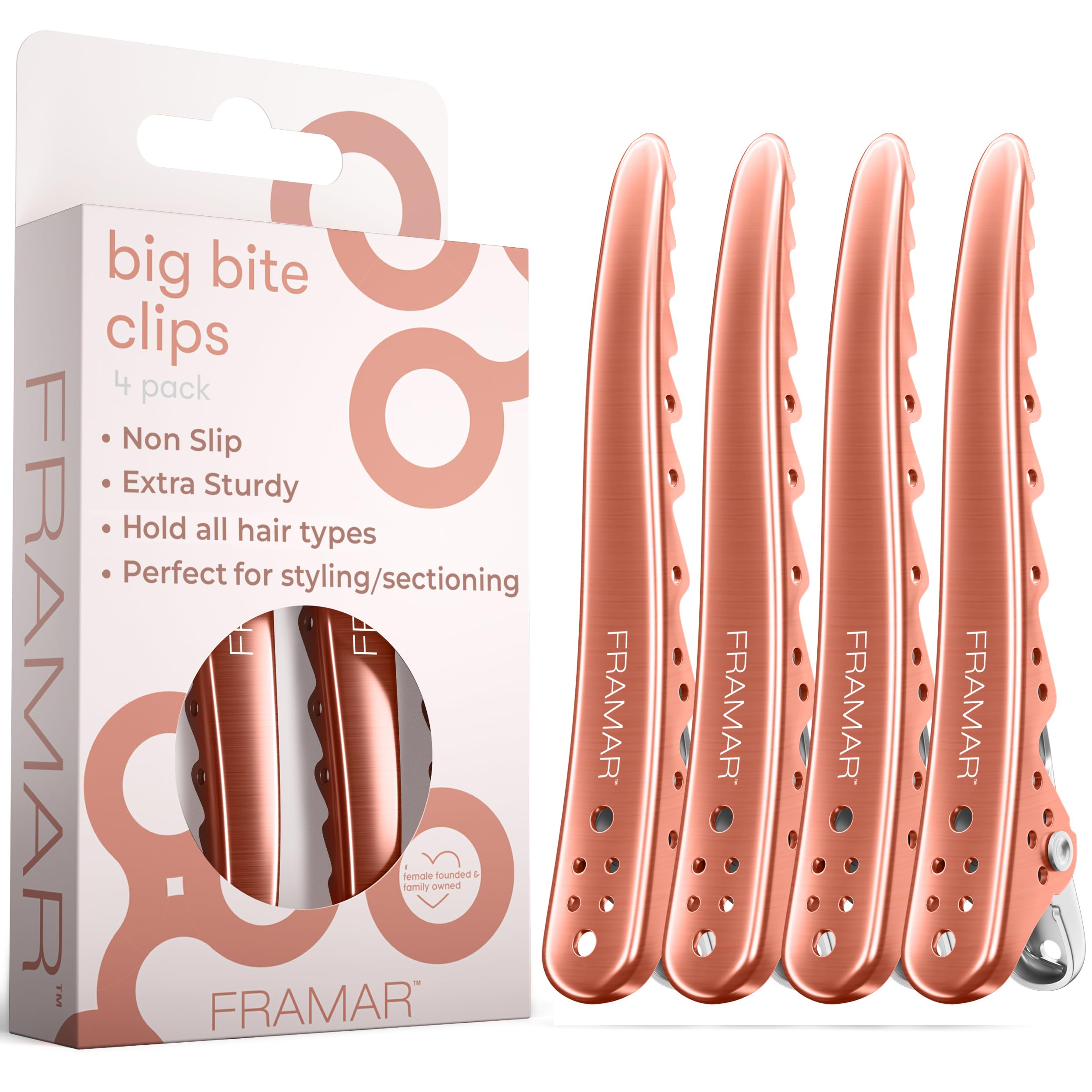 FRAMAR Rose Gold Sectioning Hair Clips – Professional Crocodile Clips Hair, Metal HairClips For Styling, Hairdressing Clip, Hairdresser Clips Hair, Alligator Hair Clips Women For Styling – 4 — image 1