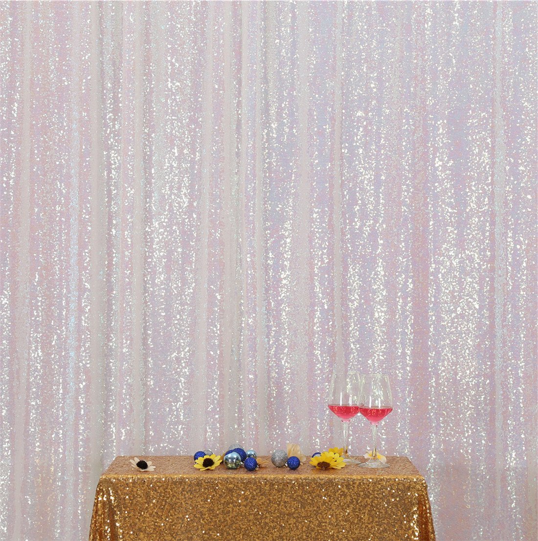 3E Home Iridescence Sequin Backdrop,305x305cm(10Ftx10Ft) Glitter Photo Booth Background for Birthday Wedding Baby Shower Party Decoration โ image 1