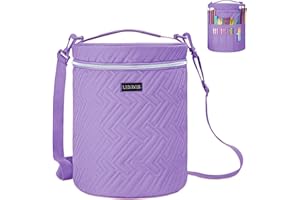 Leudes Yarn Bag, Crochet Tote Knitting Bag Water Resistant Yarn Storage Organizer Holder Case for Crochet Hooks Needles Knitting Kit for Beginners (Purple)