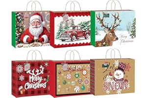 12 Pack 20" Extra Large Christmas Gift Bags Bulk with handles, Tote Bags with Christmas Gift Tags, Jumbo oversized sacks set 
