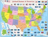 Larsen K12 US Political Map 48pc Tray Jigsaw Puzzle Kids Age 4+ Flags Capitals view 9