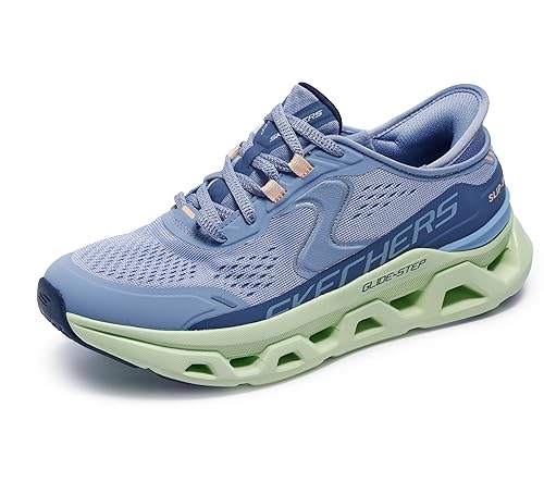 Skechers Women's Glide-Step ATLUS Hands Free Slip-INS Sneaker, BLMT=Blue/Multi, 8.5 Wide
