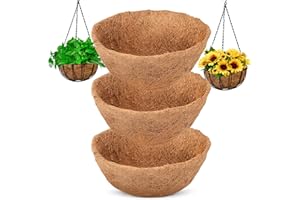 GXF 3 Packs 12" Round Coco Plant Liners, 100% Natural Fiber Replacement Coconut Grass Liners for Planters Coconut Planter Liners Planter Basket Liners for Hanging Basket Flowers Vegetables Patio Garden