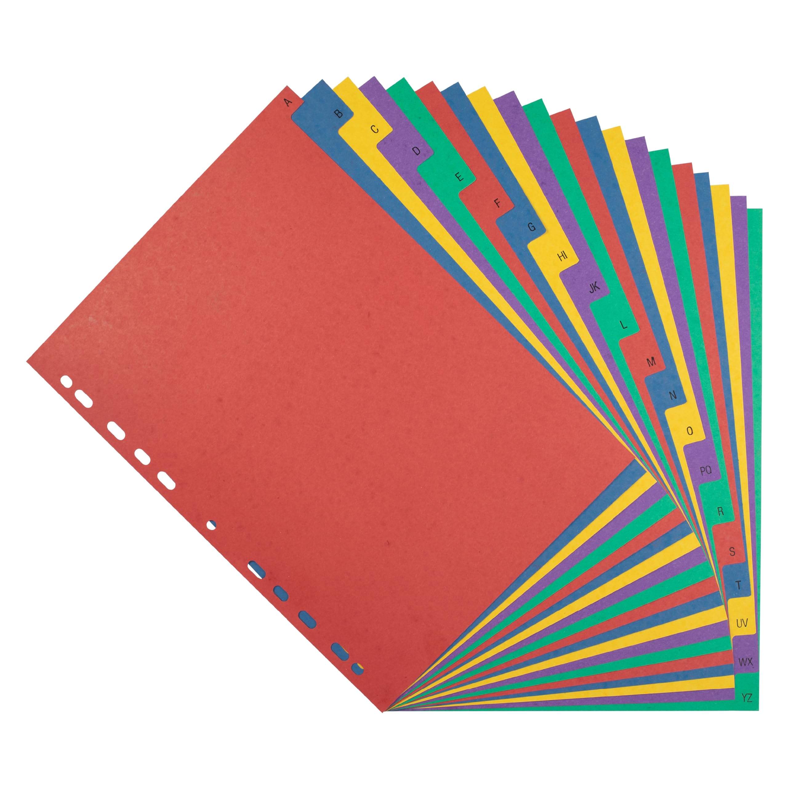 Elba A4 A-Z Pressboard Dividers - 20-Part Assorted Colours, Durable Alphabetical Index Tabs