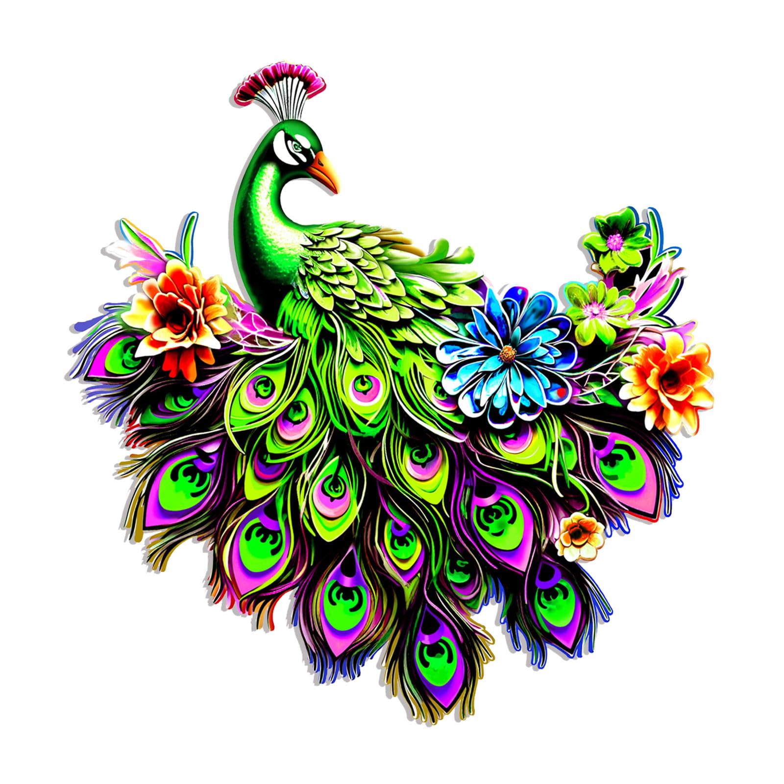 Peacock Wall Art Metal Wall Art Outdoor Metal Wall Decor for Home Garden (Green)