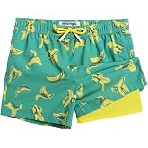 maamgic Boys Swim Trunks with Compression Liner Toddler Stretch Swim Shorts