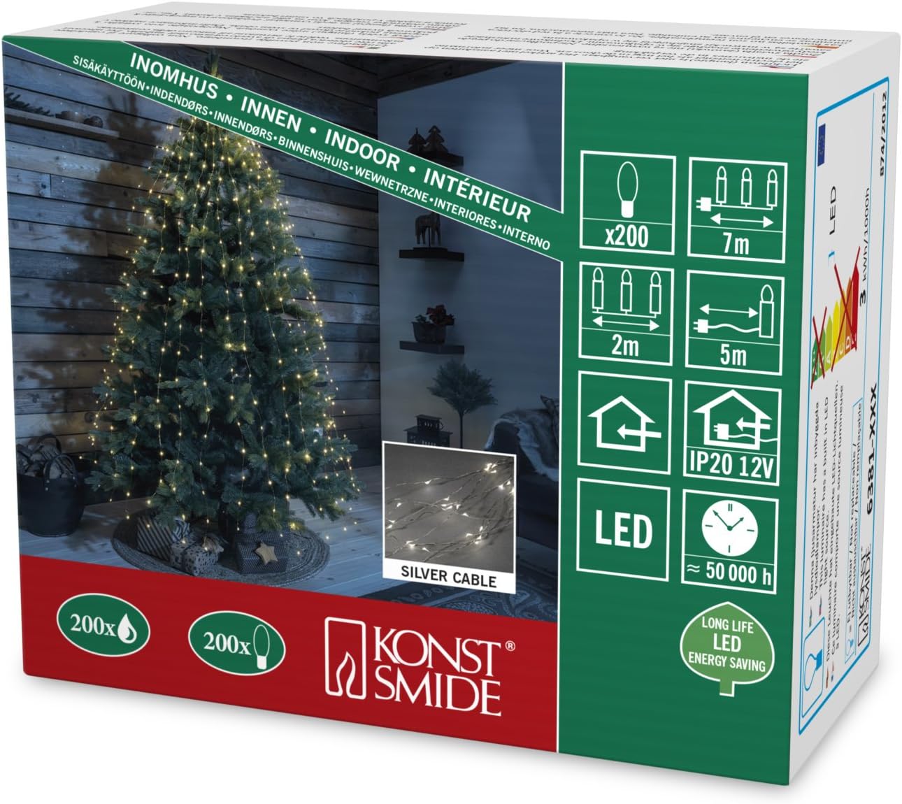 Konstsmide Naked Wire "Rain" Cable Light String with 20 Warm White LED, Silver