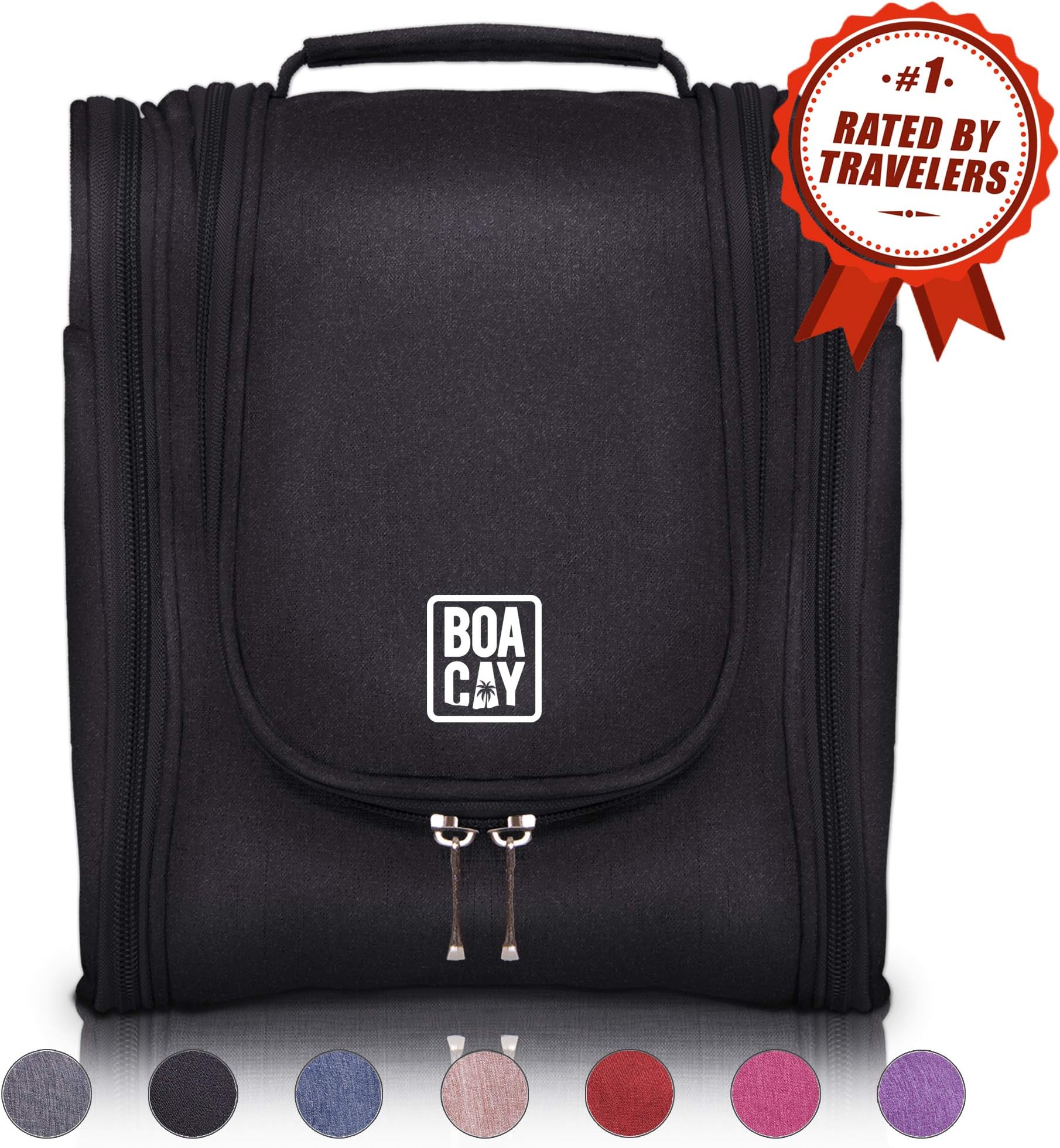 Premium Hanging Travel Toiletry Bag for Women and Men, Hygiene Bag, Bathroom and Shower Organizer Kit with Elastic Band Holders for Toiletries, Cosmetics, Makeup, Brushes