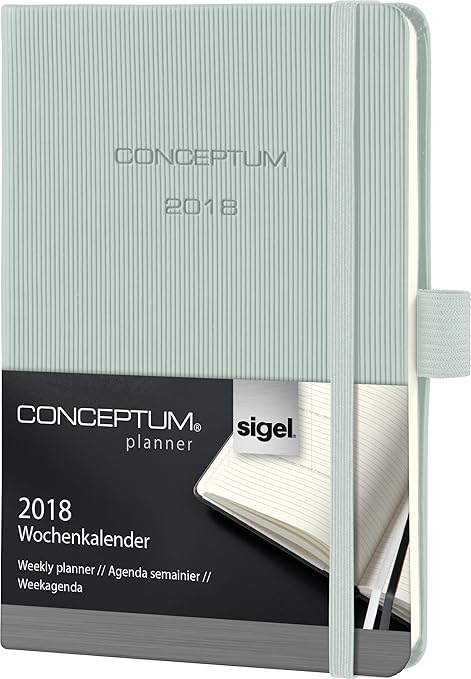 Sigel C1869 Wochenkalender 2018, ca. A6, Hardcover, mintgrün, CONCEPTUM - viele Modelle