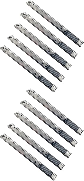 Amazon Co Jp 10パック ステンレススチール ボックスカッター スリムクリップオン 9mmブレード オートロックブレードカッターナイフ オフィスアートやクラフトに最適 Diy ホーム キッチン