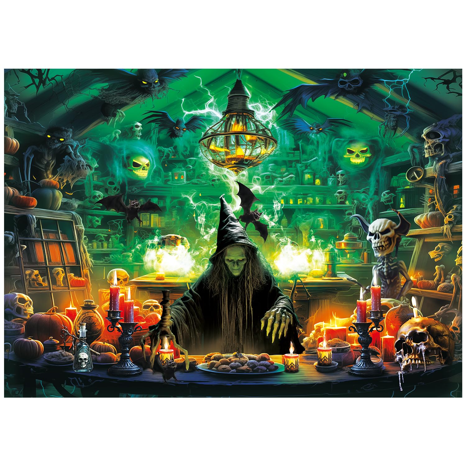 Photo 1 of CCINEE Halloween Jigsaw Puzzle for Holiday Big Challenge, Huanted House Witch Hocus Pocus Puzzle for Adult Halloween Scene Puzzles for Horror Witched Theme Party Activity Gift 1000 Pieces
