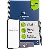 Rocketbook New Core Reusable Spiral Notebook, Executive Size 6x8.8, Navy Blue - Lined Pages, App-Connected, Erasable, Durable