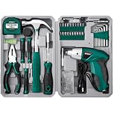 Hi-Spec 4V USB Electric Screwdriver Tool Kit for Home Repairs, Green | 42pc, fast assembly help, common screw bit selection, LED visibility, compact grip, quick household fixes, organized storage