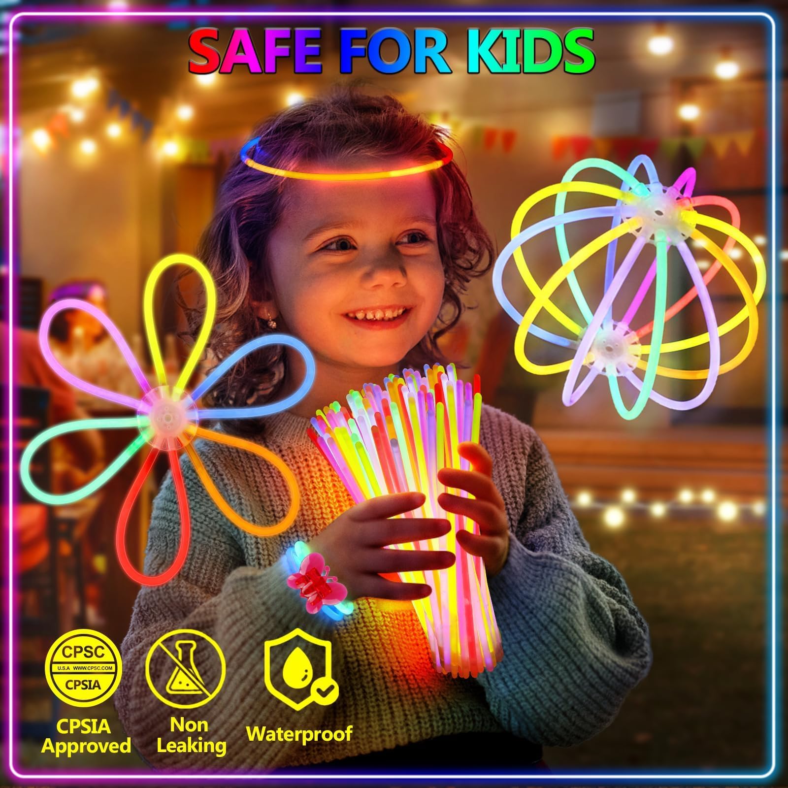 BUDI 467Pcs Glow Sticks - Halloween Party Favors Glow in the Dark Party Supplies for Kids Adults 4th of July Accessories Neon Decors Glowsticks Bulk 8 Inch & Connectors Necklace Bracelet Glasses