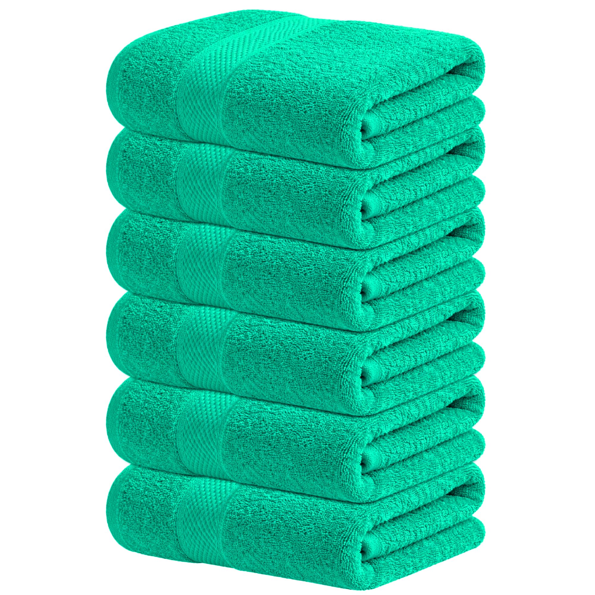 Infinitee Xclusives Premium Hand Towels 6-Pack (40 x 72 cm) – 100% Cotton, Super Absorbent, Quick-Dry Towels for Bathroom, Hotel, Salon & Gym Use |Vivid Green|