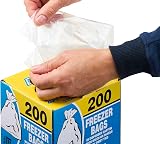 LE CUBE Freezer Bags 200 Medium Food Storage Clear Plastic White Write-on Panel view 3