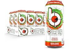 Bang Peach Mango Energy Drink, 0 Calories, Sugar Free with Super Creatine, 16oz, 12 count (Pack of 1) (Package may vary)