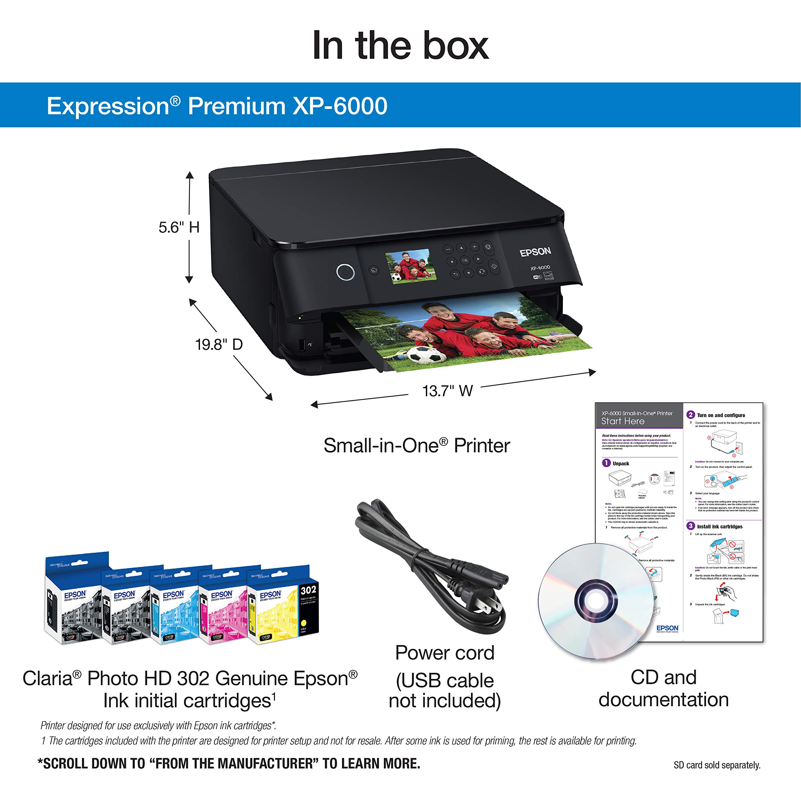 Epson Expression Premium XP-6000 Wireless Color Photo Printer with Scanner & Copier, Amazon Dash Replenishment Ready