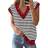 ZESICA Women's Floral Sleeveless Sweater Vest 2026 Summer Oversized Cap Sleeve V Neck Loose Knit Tank Tops Casual Outfits