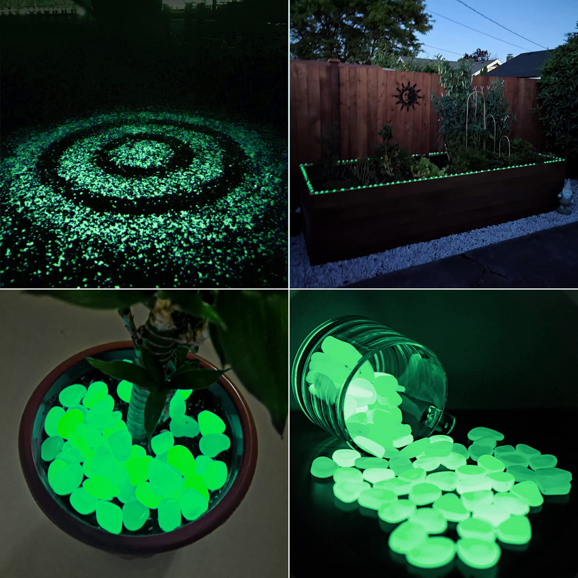 Photo 1 of NAMTSO Glow in The Dark Rocks Outdoor, 500 pcs Green Solar Rocks for Landscaping, Outdoor Decor Glow in The Dark Stones, Glowing Pebbles for Garden Backyard Patio Lawn Path, Powered by Sunlight