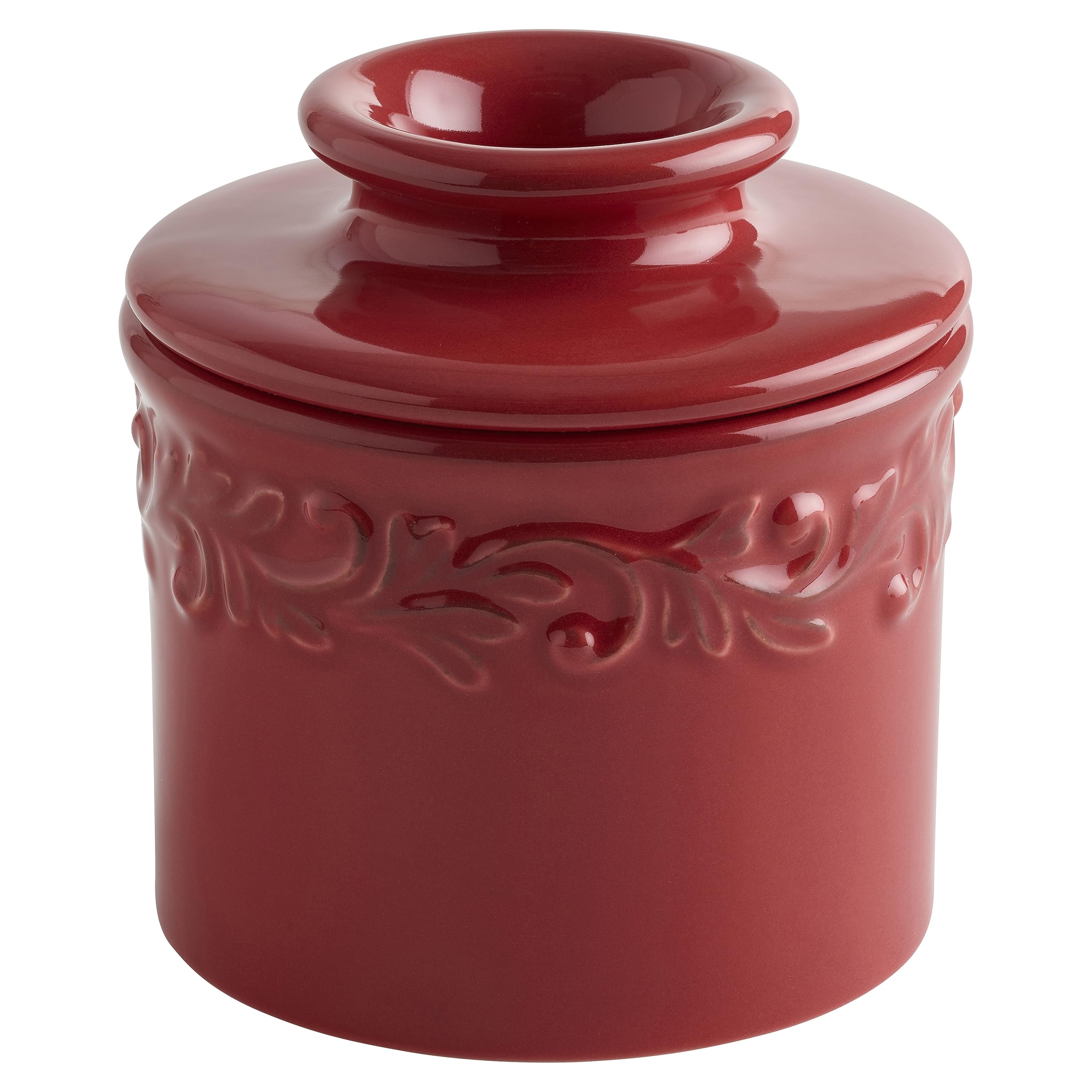 Butter Bell - The Original Butter Bell Crock by L Tremain, a Countertop French Ceramic Butter Dish Keeper for Spreadable Butter, Antique Collection, Rouge Red