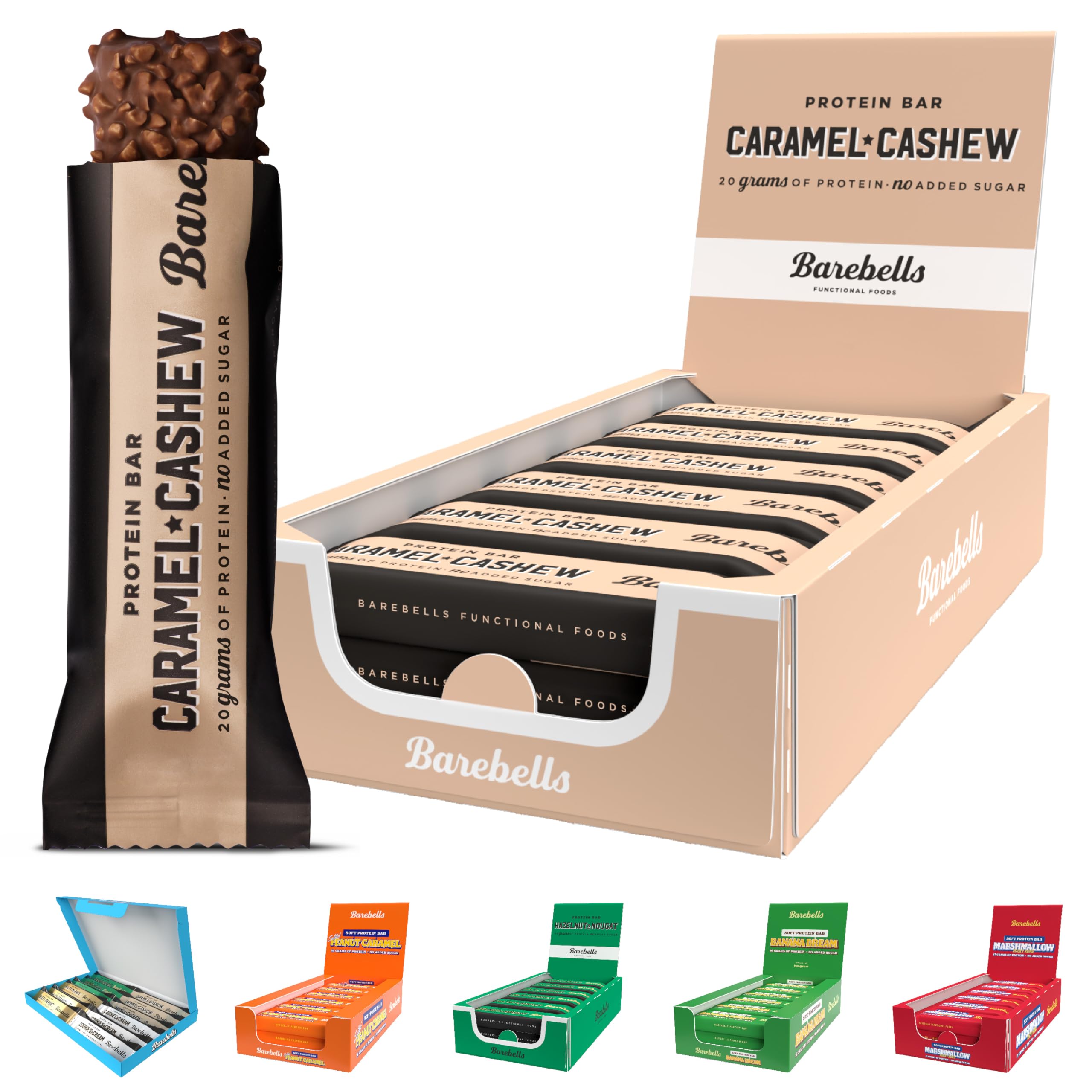 Barebells Protein Bars - 12 Count, 20g High Protein Treats – Sugar Free Chocolate Nutrition Bar, Low Carb – On The Go Breakfast or Post-Workout Snack (Caramel Cashew)