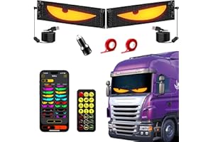 Sooguard 2PCS LED Eyes for Car Windshield, 23.6x4.72in Devil Eyes Light for Cars, Ojos led para carro Programmable Flexible LED Panel, Remote APP Control Led Sign for Cars, RV, Truck, SUVs