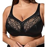 Women's Plus Size Minimizer Bras Full Coverage Lace Wireless Bras for Large Breasted Womans Lift No Underwire
