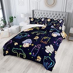 XYNHML Mushroom Kawaii Cat Comforter Set Full Size
