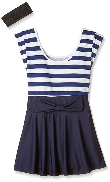 Amazon 中学生高校生ガールズ ワンピース水着 ネイビー スカート式