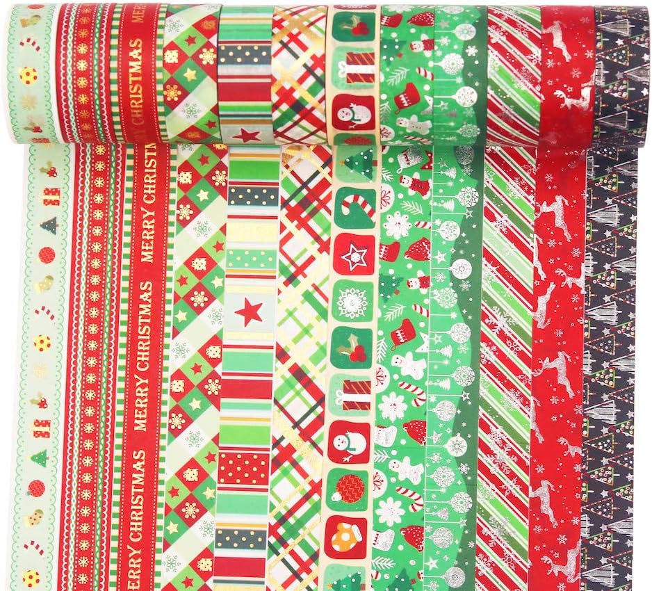 YUBBAEX Christmas Washi Tape Set Gold Foil Masking Tape Decorative for Arts DIY Crafts, Bullet Journal Supplies, Planners - Image 3