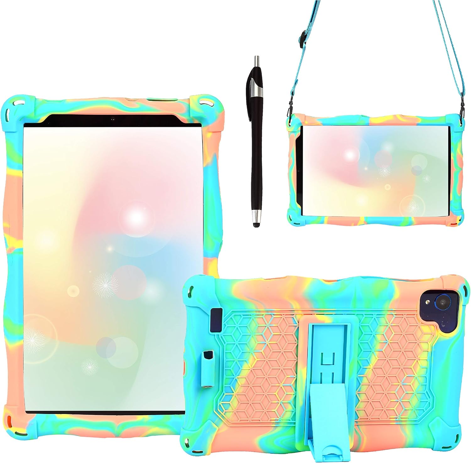 AKNICI Silicone Case Cover for VANKYO MatrixPad S8,HAOQIN HaoTab H8 Pro,Samsung Galaxy Tab A 8.0 2019 T290/T295/T297,Haehne 8,TECLAST P85/P80X/P80H,Winnovo M8,VUCATIMES N8,Shoulder Strap,Pink Blue