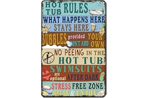 VIODENL Metal Sign Hot Tub Rules Tin Sign Vintage Bar Home Bathroom Pool and Patio Decor Wall Decoration Tin Sign 12x17 Inches