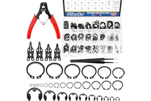 Glarks 312Pcs 65Mn-Steel Circlip Snap Retaining Ring Assortment With Plier Set, 4MM-28MM C-Clip External Rings and 1.5MM-10MM
