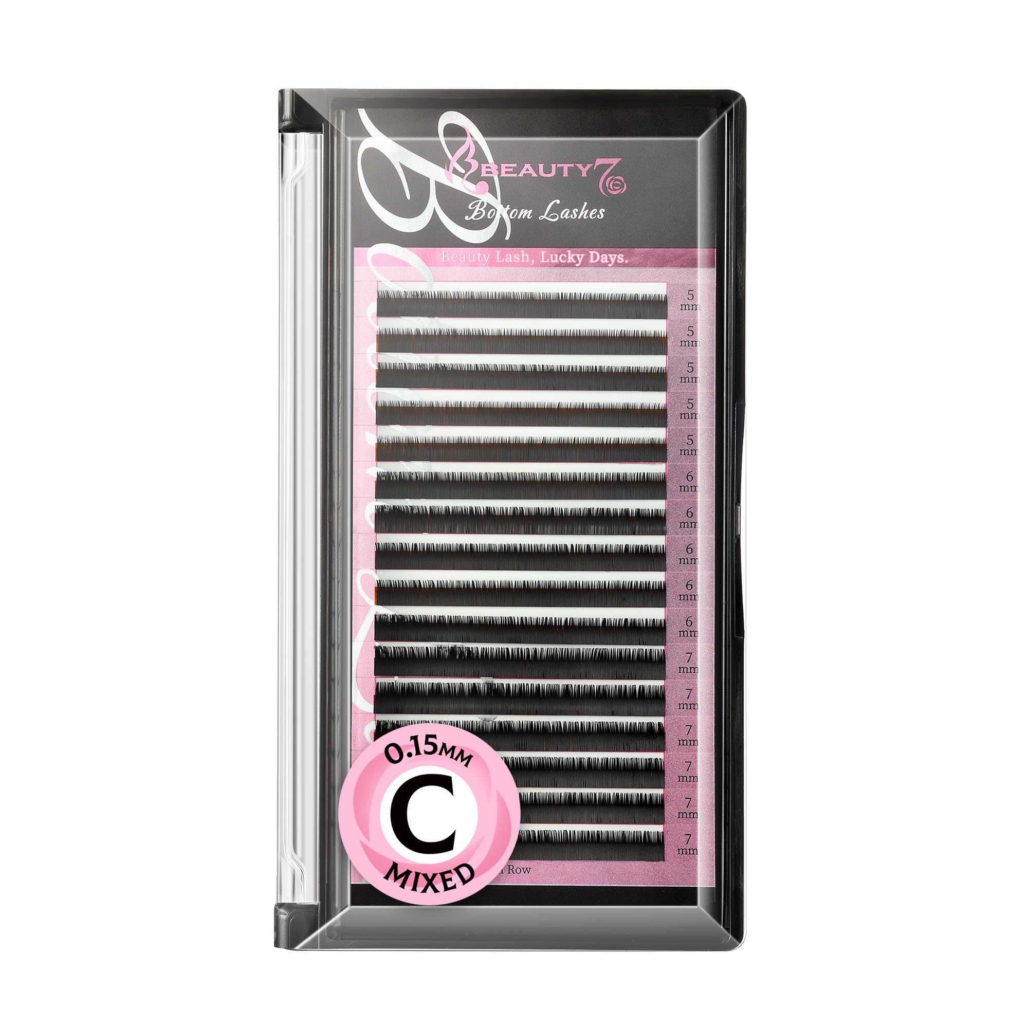 Semi-permanent Lower Bottom Eyelash Extensions C Curl Individual Under Lashes 0.15mm Thickness 5mm 6mm 7mm Mixed Tray Black