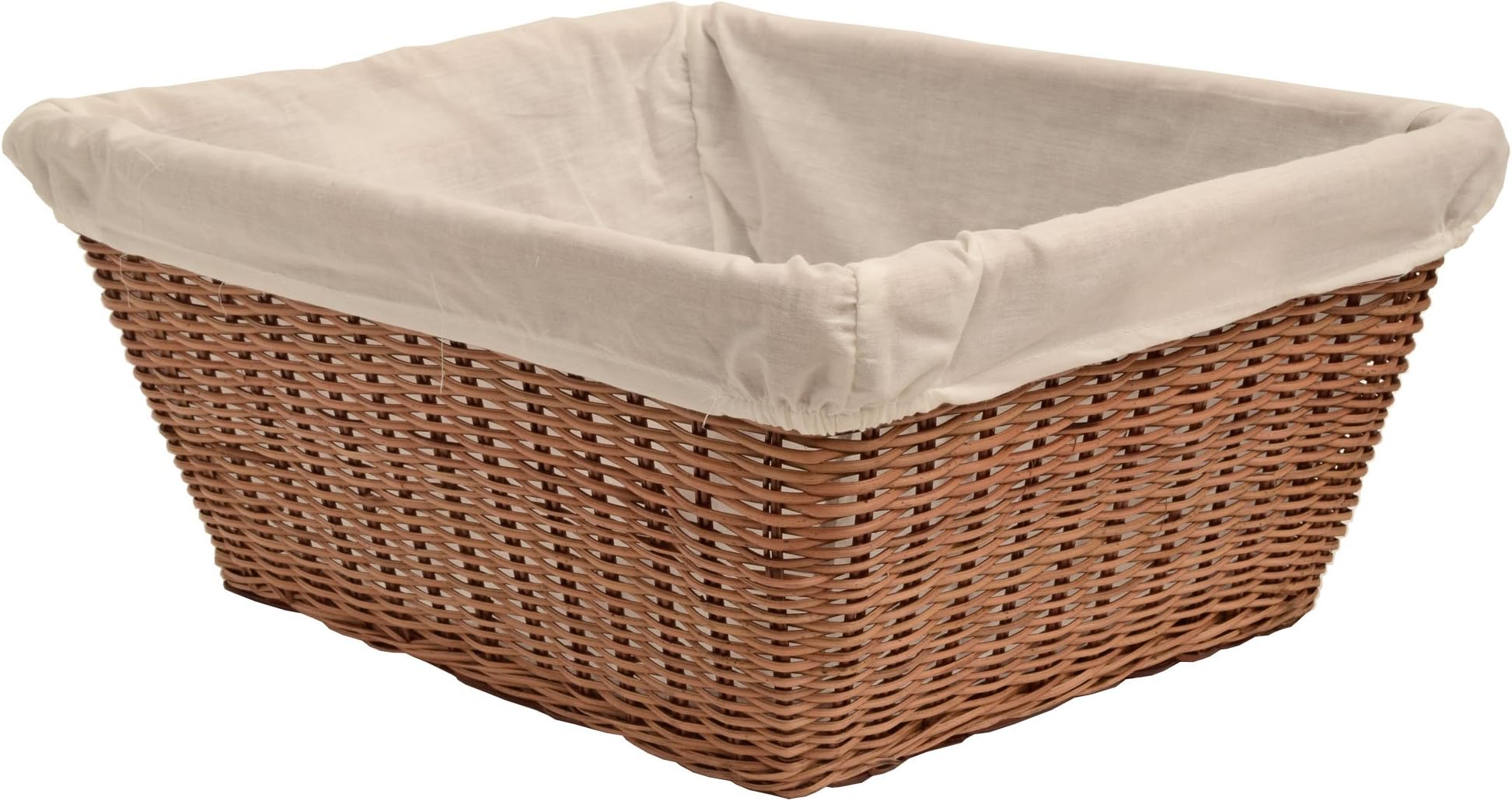 Casa Furnishings Wicker Lined Storage Basket, Rattan Tapered Drawer (Small - L 36 x W 25 x H 15 cm)