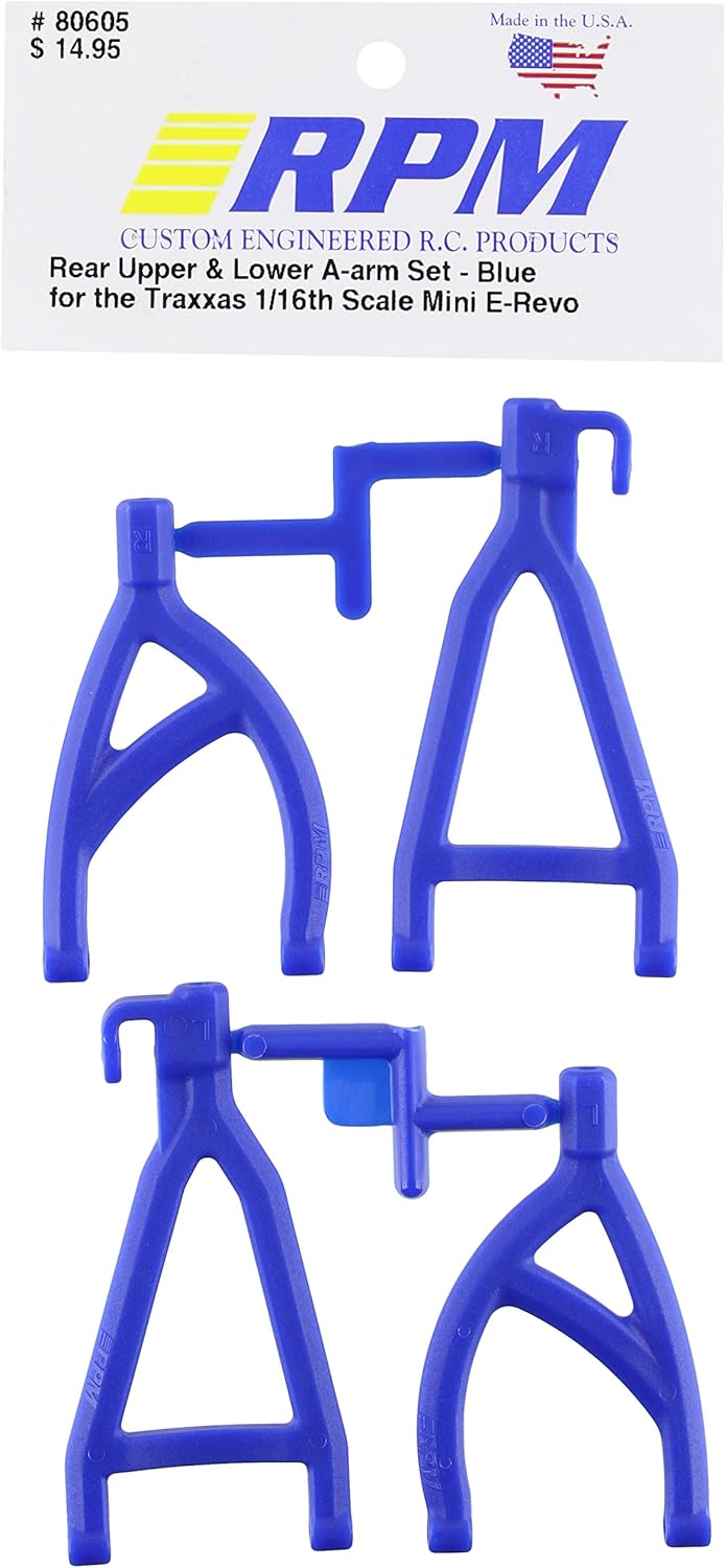 Amazon Com Rpm Rear Upper Lower A Arms Blue 1 16 E Revo Blue Toys Games