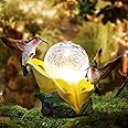 VZVXCC Solar Garden Statue Hummingbird Figurine - Hummingbird Flower Carry Magic Orb Solar LED Lights for Outdoor Statue Decoration for Patio, Balcony, Yard, Lawn Ornament