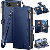 XcaseBar Compatible with iPhone Air 6.5" Wallet case with Zipper Credit Card Holder【RFID Blocking】,Flip Folio Book PU Leather Phone case Shockproof Cover Women Men for Apple 17 Air case Blue