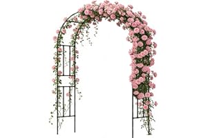Twira Garden Arch Trellis, 7.9FT(240cm) Metal Garden Arbor Trellis for Climbing Plants Outdoor, Large Wedding Arch for Ceremony, Black Archway Trellises Decoration for Lawn, Patio, Backyard