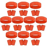 Samoyee 30 Pcs Sweatbands Wristbands Set Absorbent Terry Cloth Headbands Wristbands Neon Color Striped 80s Athletic Sweatbands for Sports Gym Exercise