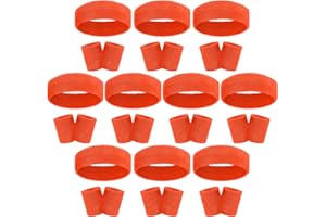Samoyee 30 Pcs Sweatbands Wristbands Set Absorbent Terry Cloth Headbands Wristbands Neon Color Striped 80s Athletic Sweatbands for Sports Gym Exercise