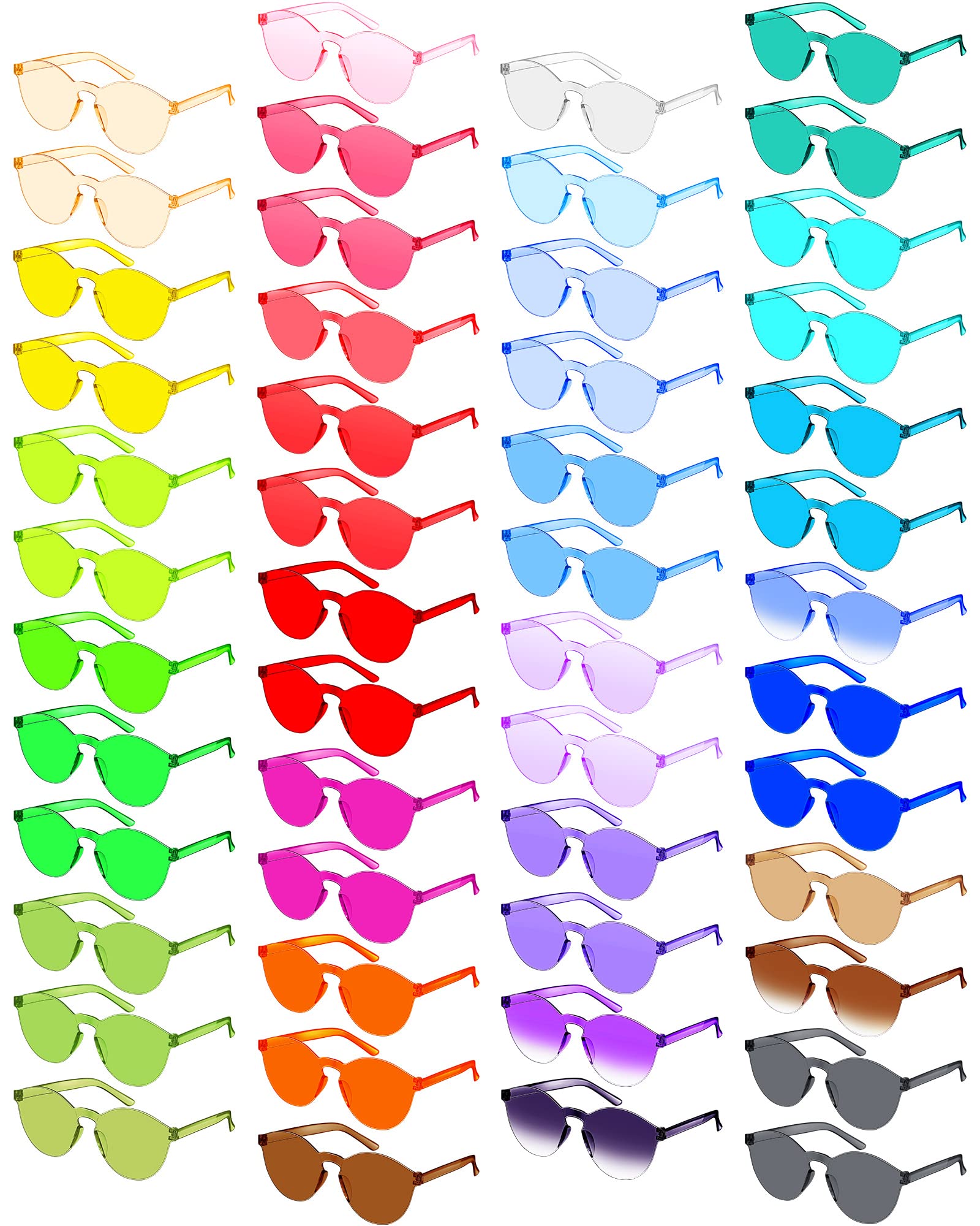 Photo 1 of Xuhal 50 Pairs Colored Sunglasses Rimless Round Party Sunglasses Frameless Colored Glasses Transparent Candy Color Tinted Eyewear for Women Men Girls Adults