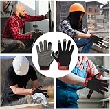 WFX Mens Work Gloves Padded Knuckles Touchscreen Rigger Breathable Red L view 8