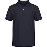 Nautica Boys' School Uniform Short Sleeve Polo Shirt, Button Closure, Comfortable & Soft Pique Fabric