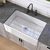 GETPRO White Farmhouse Kitchen Sink 36 inch Fireclay Apron Front Farm Sink Undermount Single Bowl Large Deep Reversible Farme