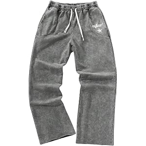 SOLY HUX Men's Y2k Baggy Sweatpants Drawstring Casual Pants | Straight Wide Leg, Graphic Sweats, Streetwear